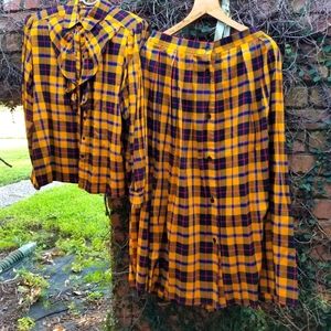 Vintage Laura and Jane plaid skirt set L